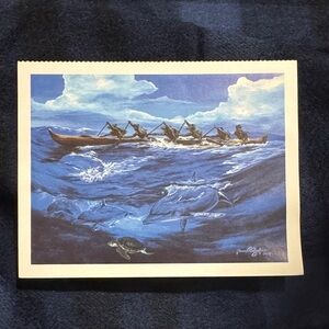 Ocean voyage Art postcard Print - Blue